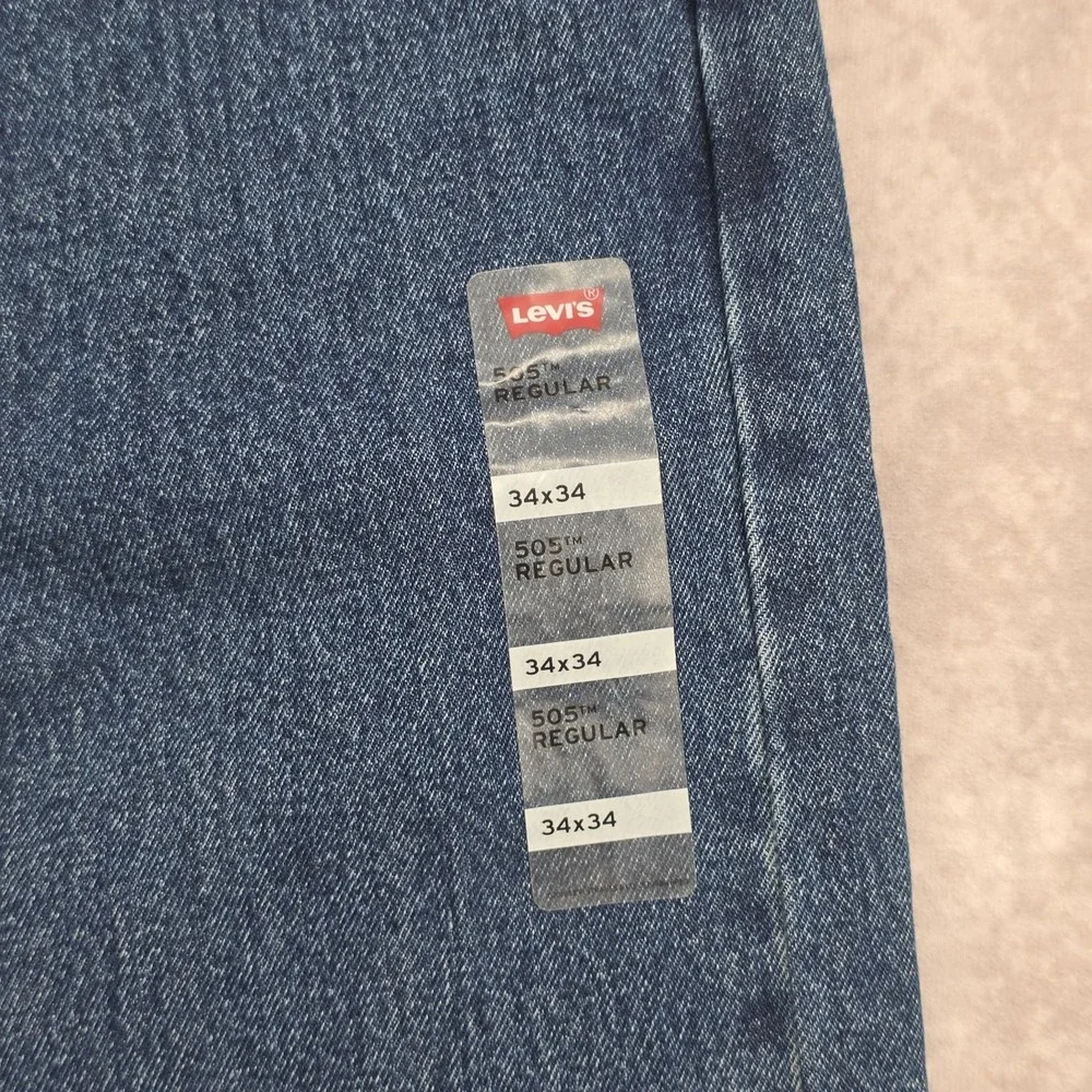 Levi's 505 Regular Fit Men's Jeans 34x34 Dark Stonewash Blue Straight Leg NWT